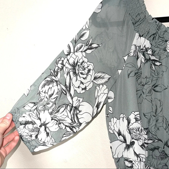 Maurices NWOT Light Green & White Floral Print Belted Midi Dress Medium Women’s - Picture 4 of 13